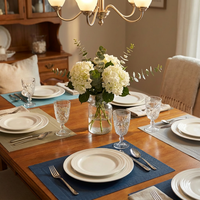 Vente en gros de sets de table modernes en vinyle tissé lavables, sets de table de luxe en PVC, sets de table antidérapants pour restaurant