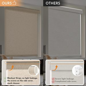 Persilux Ánh Sáng Lọc Con Lăn Màu Kem Linen Vải Nhiệt Cách Điện UV Bảo Vệ Không Dây Cho Các Cửa Sổ - Product Image 4