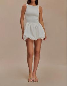 Повседневное однотонное платье с круглым вырезом, короткое платье-жилет без рукавов, мини-платье для лета и осени - Product Image 1