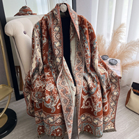 Femmes hiver nouveau Style Double face contraste couleur Jacquard Paisley châle rétro Style ethnique fait Polyester épais écharpe peut être