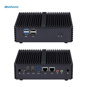คอมพิวเตอร์ตั้งโต๊ะอุตสาหกรรมขนาดเล็ก Qotom Q30400S แบบไม่มีพัดลม ตัวเครื่องอะลูมิเนียม ใช้ชิป Intel Haswell/Broadwell  พร้อมพอร์ต LAN คู่ 2 พอร์ต HD 6 พอร์ต <span class=keywords><strong>USB</strong></span> 12V DC - Product Image 1