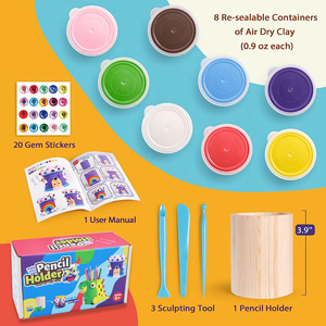 Kit de Manualidades para Niños, Portaplumas de Arcilla Seca al Aire, Juego de Escultura para Crear Monstruos/Dinosaurios - Product Image 2