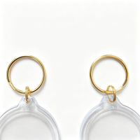 Cadre photo rond transparent personnalisé en acrylique avec porte-clés en métal DIY, pendentif porte-clés en plastique pour cadeau promotionnel