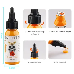 Tinta de tatuaje de alta calidad, 7 colores, 30ml, con certificación MSDS para uso corporal, juego de tintas, suministros completados, registro de ingredientes de EE. UU. - Product Image 5