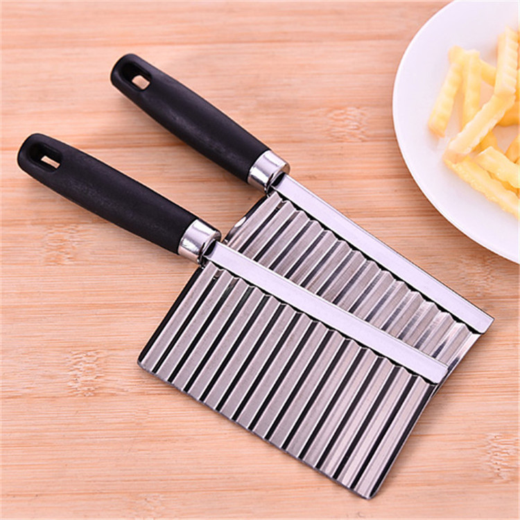 Cozinha Handheld French Fry Cutter Cortador De Rugas Com Forma De Onda Faca Fatiador De Batata De Aço Inoxidável Slicer Cortador Ondulado