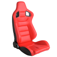 JIABEIR 1041 Sièges de course universels réglables en cuir PVC rouge pour simulateur de conduite avec station de jeu et glissière