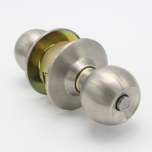 Poignée cylindrique, serrure sphérique, acier inoxydable 304, balle ronde brossée, pêne dormant, serrure de porte intérieure - Product Image 1