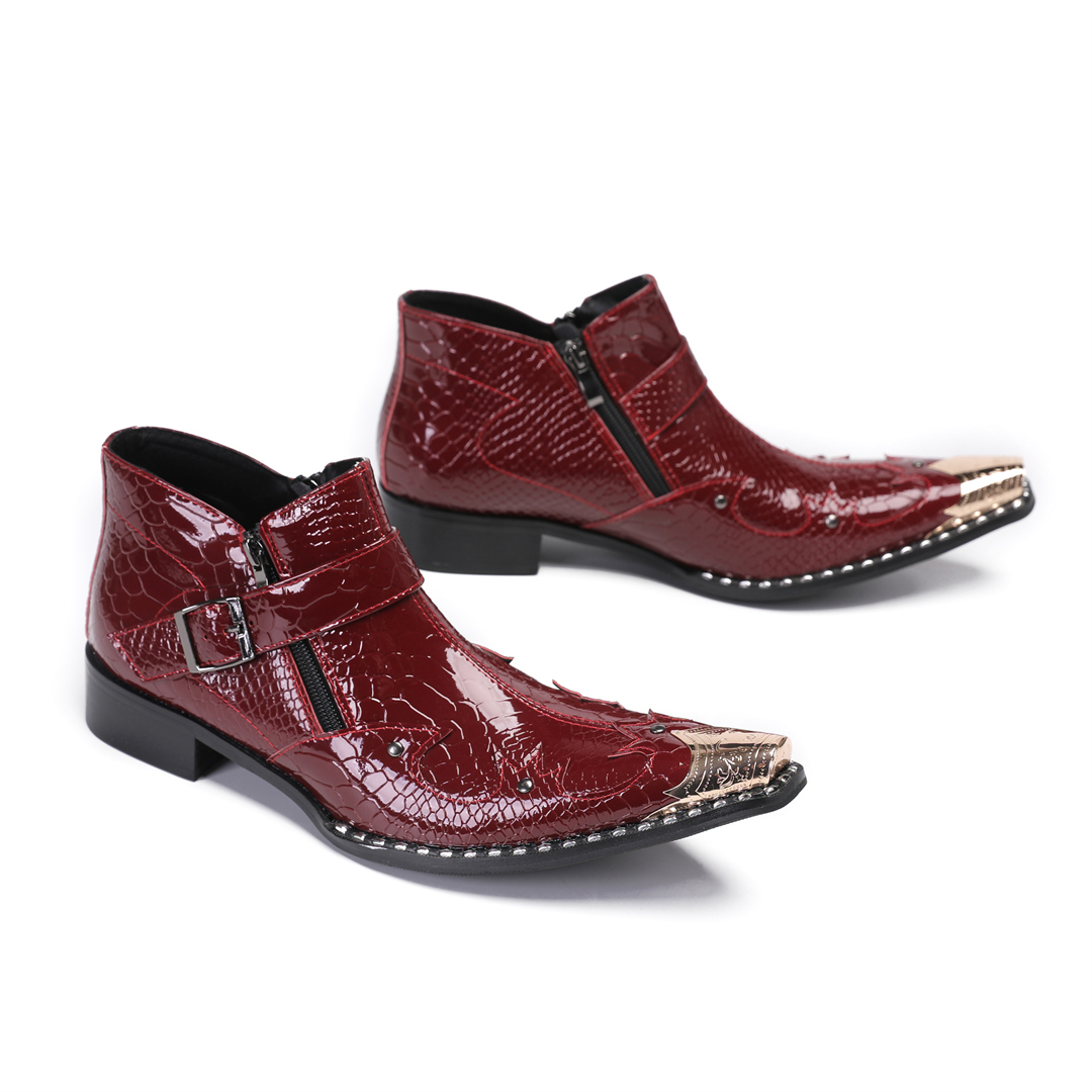 NA475 Wine Red Burgundy Men's Trendy Pointed-Toe Chelsea Boots