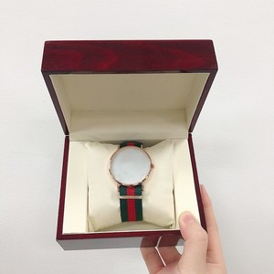 Rectangle <b>Wood</b> <b>Watch</b> Box With Cotton Inner Snap Closure Protective Case - Product Image 2
