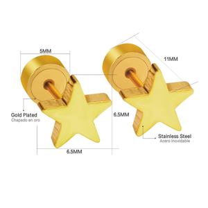 Pendientes de Estrella de Acero Inoxidable Color Dorado, Joyería Punk para Mujeres/Niñas - Product Image 4