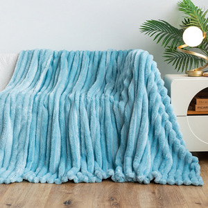 Mu Chất Lượng Tốt Có Thể Đảo Ngược Thêm Dày Polyester Faux Fur Sang Trọng Giường Sofa Lông Cừu Ném Đa Màu Be Faux Fur Chăn - Product Image 5