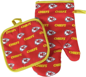 32 takım yüksek kalite özel <span class=keywords><strong>Kansas</strong></span> City Chiefs fırın eldiveni ve Pot tutucu seti spor barbekü pişirme ev sahibi - Product Image 6