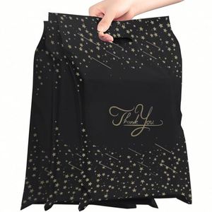 100 sacs en plastique avec poignée pour cadeaux promotionnels, sacs de remerciement pour les clients, sacs pour fêtes, sacs pour friandises, noir et blanc - Product Image 3