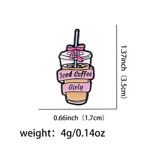 Pins de esmalte con diseño de dibujos animados de café helado <span class=keywords><strong>para</strong></span> mochilas, maletines y prendas de vestir, accesorios de moda, regalos - Product Image 2