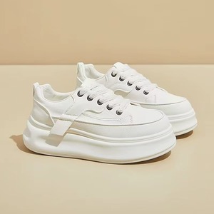 Color Blocked Thick Soled Sponge Shoes <b>Height</b> <b>Increasing</b> Casual Board Shoes Retro Canvas Patchwork Women's Shoes - Product Image 3