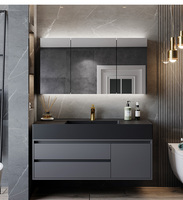 Ensemble de meuble-lavabo de salle de bain américain de luxe avec lavabo en céramique, miroir LED intelligent, armoire murale étanche