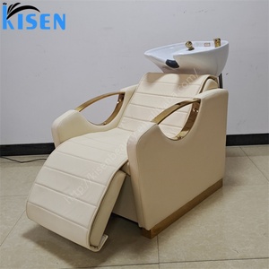เก้าอี้สระผมไฟฟ้าปรับเอนได้ รุ่น Kisen Fashion สำหรับร้านเสริมสวย สีดำ เบจ ขาว พร้อมรีโมท โครงโลหะ เซรามิก - Product Image 1