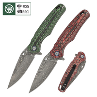 Couteau pliant Bochen New Damascus 2026, 60 HRC, couteau de poche EDC pour l'extérieur avec manche ergonomique coloré pour le camping, vente en gros OEM