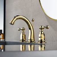 Robinet de salle de bain en laiton massif à montage sur comptoir, double poignée, 3 trous, mitigeur de lavabo contemporain pour meuble sous-vasque