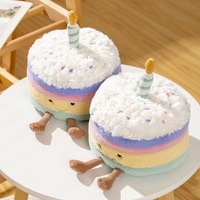 Nouvelle Peluche Gâteau d'Anniversaire Arc-en-ciel 2025 avec Rembourrage en Coton PP, Peluche Super Douce Anti-Stress, Cadeau d'Anniversaire