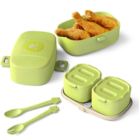 Boîtes à lunch écologiques en plastique pour enfants, style moderne, double couche, 3 compartiments, étanches, compatibles micro-ondes, pour la préparation des repas