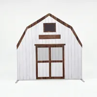 Support de toile de fond rustique blanc 7x7 pieds, structure en aluminium robuste de 32 mm, arche pentagonale, pour décoration de fête d'anniversaire sur le thème de la ferme