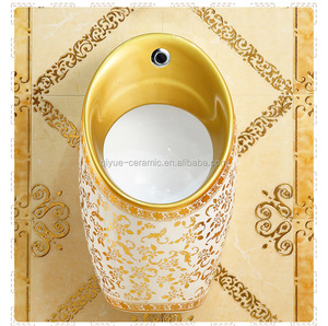 Baño de lujo Enchapado urinario de cerámica auto Lavado oro montaje de pared urinario - Product Image 3