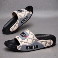 Sandales à Enfiler Luxe Noires en PVC pour Homme, Tendance Sport Décontracté, Chaussures de Plage d'Extérieur Respirantes Antidérapantes Épaisses
