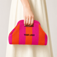 Sacs fourre-tout en tricot couleur Dopamine, personnalisables avec logo, grande capacité, pour cosmétiques et maquillage, pochette de beauté en tissu éponge rayé, vente en gros