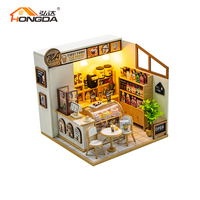Hongda 2025 Nouveau produit M2505 Premier kit de maison de thé en mousse Maison de poupée miniature DIY Maison de poupée en bois pour adultes