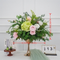 Décoration de toile de fond de mariage, centre de table, style d'événement, boule de fleurs ronde de couleur pastel, boule florale artificielle faite à la main