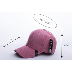 Casquette de baseball Borne en velours côtelé, unisexe, ajustée, 6 panneaux, décontractée, couleur unie, logo sur le pan droit, taille adulte 58-63 cm - Product Image 1