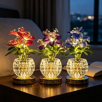 Lampu Meja Bunga Anggrek Tulip CCT3 Dimming Sentuh Isi Ulang untuk Dekorasi Ruangan, Lampu Malam, Suasana Pesta Liburan, Kafe, Bar