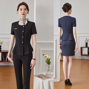Women's Formal Suit Summer 2024 Short Sleeve Polyester Breathable Workwear For Office Job Interview Hotel Uniform - Product Image 4