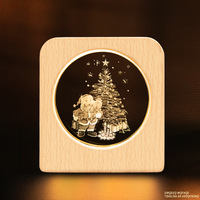 Boule photo 3D en cristal avec lumière LED, base en bois, lampe de table moderne écologique, coffret cadeau, décoration de table pour salon