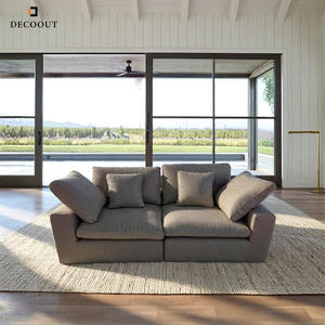 أريكة سرير قطاعية حديثة مبطنة بقماش أبيض لغرفة المعيشة، تتسع لـ 6 أشخاص، لون رمادي، تصميم منخفض - Product Image 4