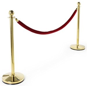 Sfera superiore corda controllo della folla palo d'oro barriera candeliere con corda rossa e montante - Product Image 4