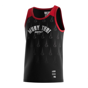 Vêtements de sport décontractés en sublimation pour la boxe thaïlandaise, uniforme de compétition, t-shirt noir, gilet d'entraînement – Vente en gros - Product Image 1