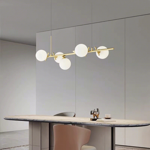 Lustre linéaire moderne en fer, 5/6 <span class=keywords><strong>ampoules</strong></span> G9 en verre, finition cuivre noir mat naturel, <span class=keywords><strong>suspension</strong></span> à lumière chaude pour maison contemporaine - Product Image 1