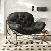 Sofá cama de lujo de cuero, silla de Hotel nórdico perezoso, sofá de Metal huevo interior, sofá seccional moderno para el hogar, muebles de sala de estar