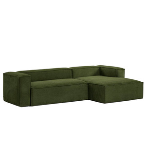 EU Italian Designer Wabi-Sabi Style Corduroy Fabric Retro Tofu <b>Block</b> Minimal Living Room Straight Modular Sectional Set - Product Image 1