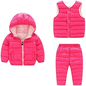 Veste habit de neige matelassé pour garçon <span class=keywords><strong>Gilet</strong></span> et pantalon 3 pièces Costumes chauds d'hiver Vestes pour bébé fille - Product Image 6