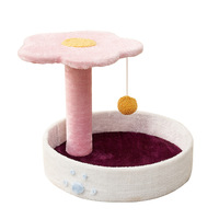 Tour d'escalade pour chat avec design floral décoratif, lit en peluche confortable, jouet interactif, panneaux de qualité E1, petit arbre à chat d'intérieur