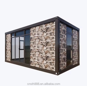 Maison conteneur préfabriquée modulaire en acier de 20 pieds avec mur à grain de <span class=keywords><strong>pierre</strong></span> pour camping, cabane hors réseau, complexe hôtelier - Product Image 3