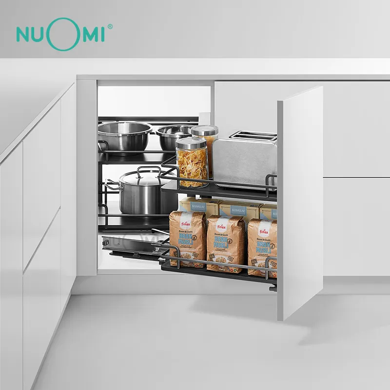 Nuomi Majaz Serie Soft Close Rvs Lade Trek Mand Keuken Universele Magische Hoek Voor Keukenkast