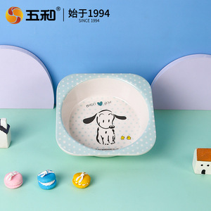 Wuhe Bado Dog Bamboo Fiber Kids Tableware 5-Piece Set Rectangle Bpa Free Food Grade - Product Image 4