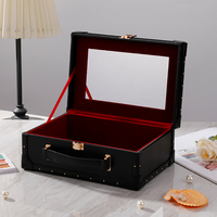 Boîte de maquillage de luxe vintage en cuir PU PVC avec logo personnalisé Style ouvert Valise nutritionnelle Emballage à fermeture éclair pour cosmétiques