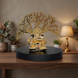 Ídolo del Dios Ganesh de 3.5 Pulgadas Bajo un Árbol de Metal Dorado para el Hogar, Templo, Boda, Sala de Estar y Decoración Religiosa Festiva - Product Image 6