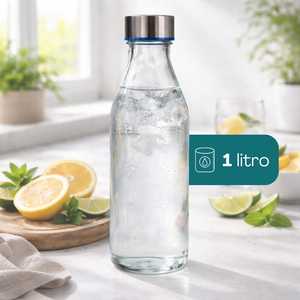 Bouteilles en verre transparent 1 litre avec bouchon à vis, joint hermétique, design élégant, bouteilles de stockage - Product Image 3