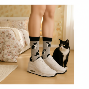 Colorful Tuxedo <b>Cat</b> Pattern Ankle <b>Socks</b> for Girls Cozy Floral Animal Print Breathable Disposable Nylon Silk One Size Daily Use - Product Image 3